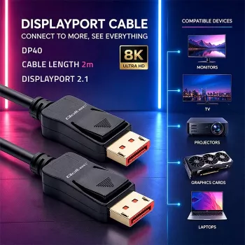 QOLTEC DisplayPort kabel M/M v2.1 40G 2m