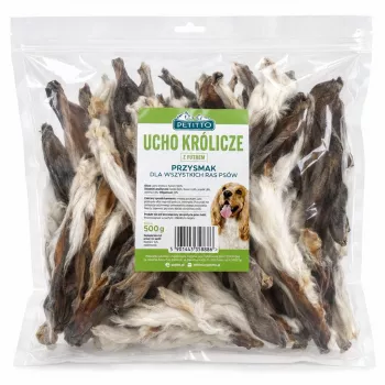 PETITTO zečje uši s krznom poslastica za pse, 500 g