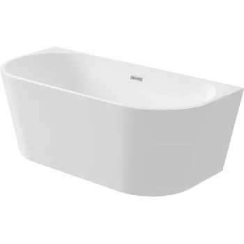 DEANTE KDS_015W zidna ili samostojeća akrilna kada 150 cm, ovalna, bijela, zapremnine 220 l, integrirani preljev, uključen Click-Clack odvod