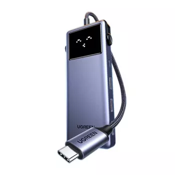 UGREEN USB-C hub 7-u-1 s 3x USB 3.0, HDMI 4K, Gigabit Ethernet, 100W PD, sivi