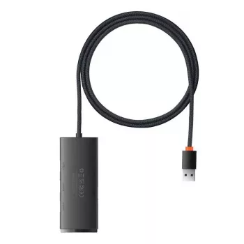 Baseus Lite Series 4-portni USB 3.0 hub, 5Gbps, napajanje preko sabirnice, crni (WKQX030101)