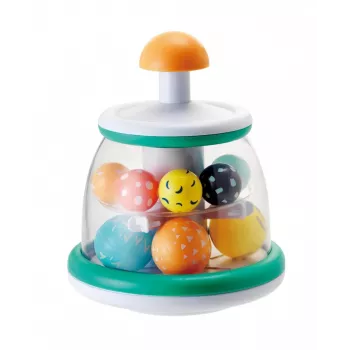 B-KIDS Infantino Rollabout Ball Top – igračka s vrtnjom u mint boji sa zvečkama za bebe od 6 mjeseci