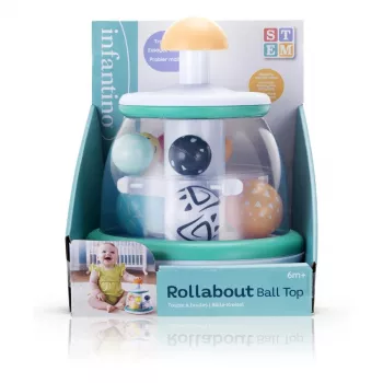 B-KIDS Infantino Rollabout Ball Top – igračka s vrtnjom u mint boji sa zvečkama za bebe od 6 mjeseci