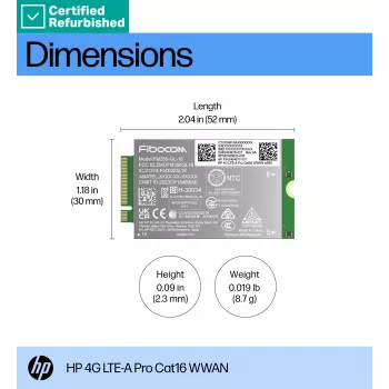 RENEW GOLD HP 4G LTE modem m.2 WWAN Cat 16 L860-GL-16 Mobile Broadband Cellular (kompatibilan s WWAN EliteBook 630 640 645 660 830 840 860 1040 G11, x360 G11, ProBook 440 460 465 G11, ZBook Firefly Fury Power 14 16 G11 G11A)