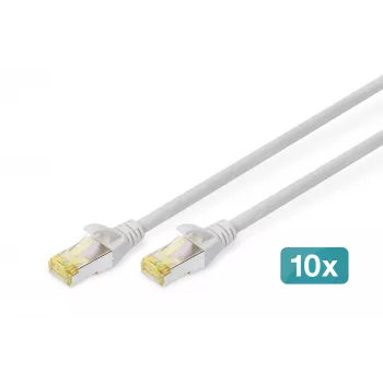 DIGITUS CAT6A S/FTP patch kabel, 0,5 m, sivi, pakiranje 10 komada