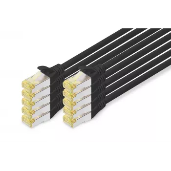 DIGITUS patch kabel - CAT6a - S/FTP - bez zaštite od zapetljavanja - Cu - 0,5m - crni - pakiranje 10 komada