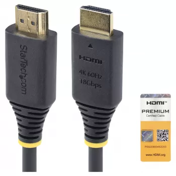 StarTech.com 1,5 m (4,9 ft) Premium Certified High Speed HDMI kabel, 4K60Hz, crni