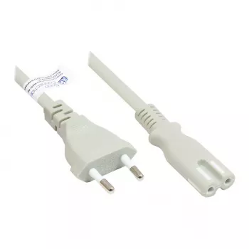 GoodConnections Euro mrežni kabel euro utikač tip C (ravni) na C7/Euro 8 utičnicu (ravnu), sivi, 0,75 mm², 5 m, Good Connections® (P0370-GR050)