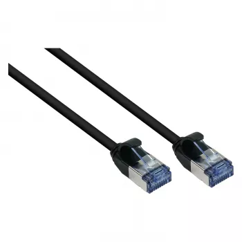 GoodConnections RNS® SlimLine patch kabel Cat.6A U/FTP PiMF LSZH 500MHz bakreni crni 0,5m