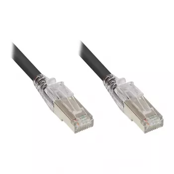 Good Connections RNS® patch kabel sa zaštitom od zapinjanja i zaključavanjem, Cat. 6A, S/FTP, PiMF, bez halogena (LSZH), 500 MHz, crni, 0,5 m