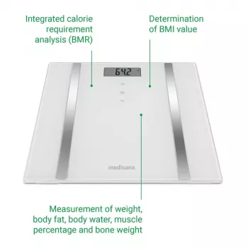 Medisana BS 483 Body Analysis Scale, up to 180 kg, 10 Users, 6 mm Safety Glass