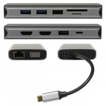 PLUSONIC USB-C docking adapter 8u1 - Space Gray
