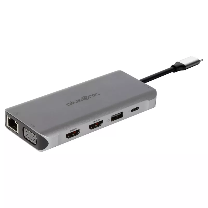 PLUSONIC USB-C docking adapter 8u1 - Space Gray