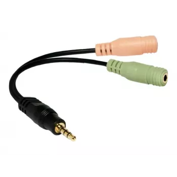 Logilink audio jack adapter, 4-Pin, 3,5 mm stereo muški na 2x 3,5 mm ženski, 0,15 m