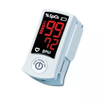ROSSMAX SB100 pulsnji oksimetar za prst s praćenjem SpO2 i pulsa, dvobojni LED zaslon, 6 načina prikaza, automatsko isključivanje, pokazivač stanja baterije, za kućnu i kliničku upotrebu