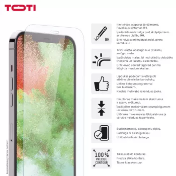 TOTI kaljeno staklo 2D zaštita zaslona Full Cover za iPhone 17/16 Pro, prozirna