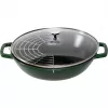 STAUB Wok 30 cm s poklopcem lijevano željezo boja bosiljka