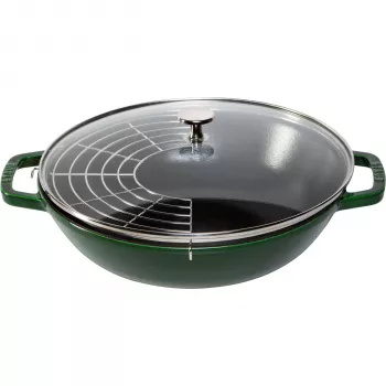 STAUB Wok 30 cm s poklopcem lijevano željezo boja bosiljka
