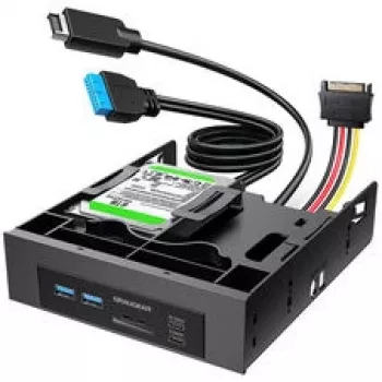 GRAUGEAR USB koncentrator + čitač kartica prednja ploča s okvirom za 2,5 inch SSD, crni