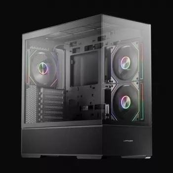 LC-Power Gaming Midi Tower ATX 812B Onyx Vision s kaljenim staklom i 4x aRGB ventilatora, crni