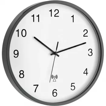 TFA 60.3511.10 radio zidni sat, okrugli, sivi/bijeli, plastika/staklo, klasični dizajn