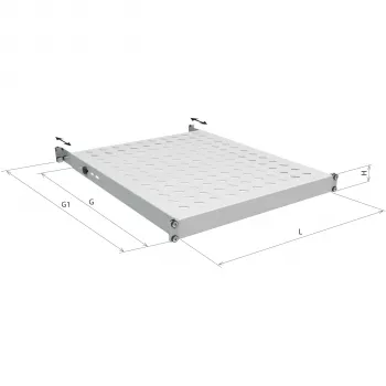 EFB Electronics 19 inch 1U fiksna polica, ugradbena dubina 750-850 mm, nosivost 120 kg, dubina ormarića 1000 mm, RAL 7035 svijetlosiva