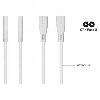 Kabelmeister Euro produžni kabel utikač C8 na utičnicu C7, bijeli, 0,5 m