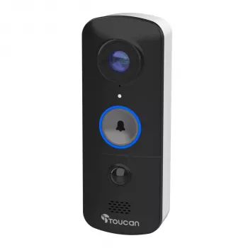 Toucan bežično video zvono s chime V3 - 1080p Full HD, 180° širokokutno, noćni vid, dvosmjerna komunikacija, PIR detekcija pokreta, IP56, crno