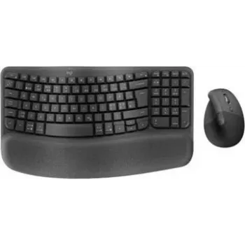 Logitech Wave Keys i Lift Combo - bežični ergonomski set tipkovnice i miša - Bluetooth LE, 2,4 GHz - QWERTY - nordijski raspored - grafit
