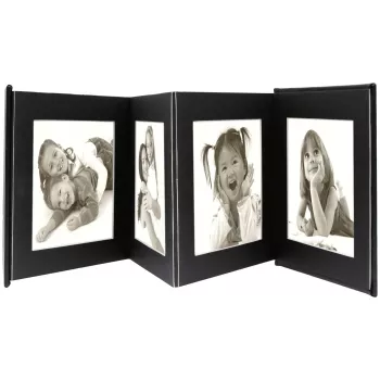 DEKNUDT leporello foto album crni 8 fotografija 10x15 cm koža