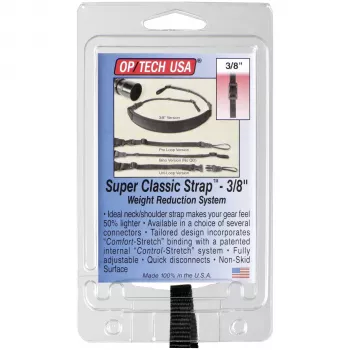 OP TECH Super Classic-Strap 3/8 remen za kameru - neopren, najlon, koža - crni - nosivost 6,8 kg - duljina 129,5 cm