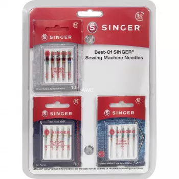 SINGER Best-Of Needles A5-pak - univerzalne igle za šivaći stroj, 5 komada, veličine 70/10, 80/12, 90/14