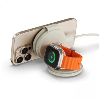 Satechi OntheGo 3-u-1 bežični punjač s Qi2, pješčana, 15W, ST-QTG31W