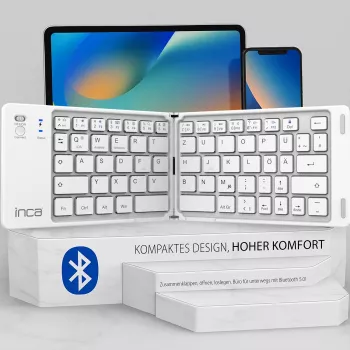 INCA sklopiva Bluetooth 5.0 tipkovnica IBK-580BT, slim, USB-C, QWERTY, crna