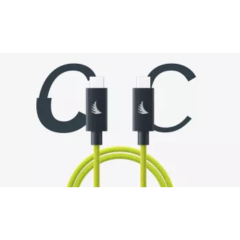 Angelbird USB-C 4.0 Solid Flex kabel Lime 1 ft (0,3 m) - USB4 Gen 3x2, 40 Gbit/s, 100W PD, 8K@60Hz