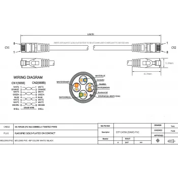 Vision CAT6a STP mrežni patch kabel 1m crni - utikač RJ45 s rasterećenjem