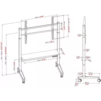 VISION VFM-F15M motorizirani podni stalak-kolica za zaslone 40-86 inch, VESA do 800x600, podesiva visina 400 mm, crni