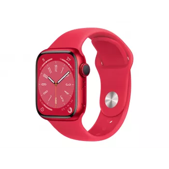 Apple Watch Series 8 (GPS) - (PRODUCT)RED - 41 mm - crveno aluminijsko - pametni sat sa sportskom narukvicom - fluoroelastomer - crveni - redovna veličina narukvice - 32 GB - Wi-Fi, Bluetooth - 32 g (MNP73FD/A)