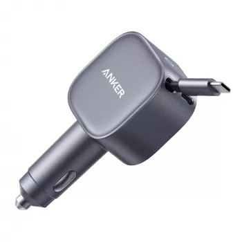 Anker Nano auto punjač (75 W, USB-C priključak, ugrađeni uvlačivi USB-C kabel)