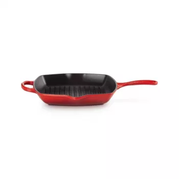 Le Creuset tava za roštilj od lijevanog željeza, četvrtasta, 26 cm, trešnja crvena
