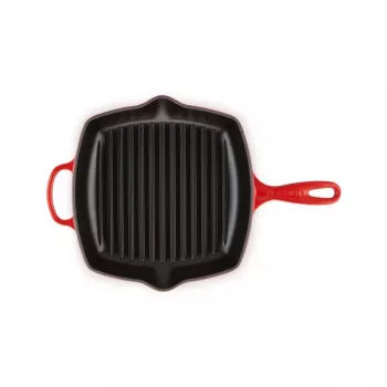 Le Creuset tava za roštilj od lijevanog željeza, četvrtasta, 26 cm, trešnja crvena
