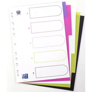 Oxford myColour razdjelnici A4 puni format prazni 5-dijelni boje sortirane