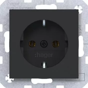 Hager WAS1100BM SCHUKO utičnica utični priključci noćno crna mat