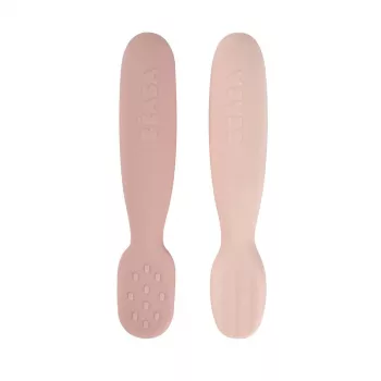 Beaba set od 2 silikonske prve žličice i grickalice Cotton Candy/Sorbet