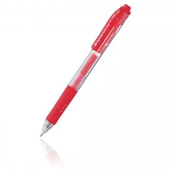 Pentel Hybrid Gel Grip gel olovka s mehanizmom - crvena tinta - 0,7 mm srednja točka - prozirno kućište - metalna kopča