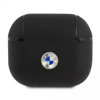 BMW BMA3SSLBK AirPods 3 Cover Black Genuine Leather Silver Logo