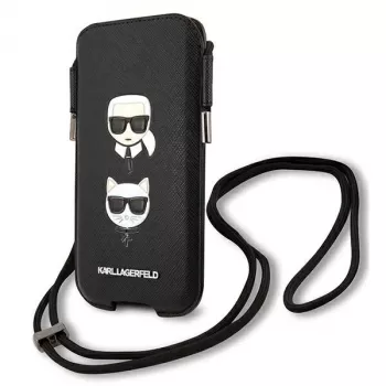 Karl Lagerfeld Ikonik Karl & Choupette Head tvrda maska za iPhone 12 / 12 Pro 6,1 inch - crna