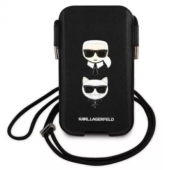 Karl Lagerfeld Ikonik Karl & Choupette Head tvrda maska za iPhone 12 / 12 Pro 6,1 inch - crna
