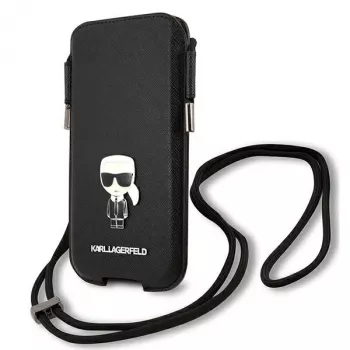 Karl Lagerfeld Saffiano Ikonik Karl tvrda maska za iPhone 12/12 Pro 6,1 inch - crna