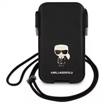 Karl Lagerfeld Saffiano Ikonik Karl tvrda maska za iPhone 12/12 Pro 6,1 inch - crna